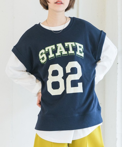 RETRO GIRL(レトロガール)の「ロゴ裏毛BIGノースリ(Tシャツ/カットソー・レディース・ライトグレー/オレンジ/ダークブルー・FREE)」の3枚目の写真