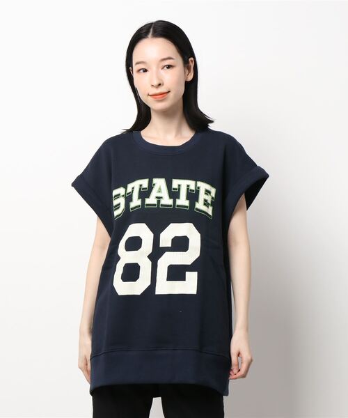 RETRO GIRL(レトロガール)の「ロゴ裏毛BIGノースリ(Tシャツ/カットソー・レディース・ライトグレー/オレンジ/ダークブルー・FREE)」の7枚目の写真