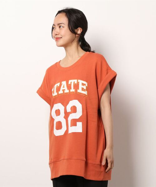 RETRO GIRL(レトロガール)の「ロゴ裏毛BIGノースリ(Tシャツ/カットソー・レディース・ライトグレー/オレンジ/ダークブルー・FREE)」の6枚目の写真