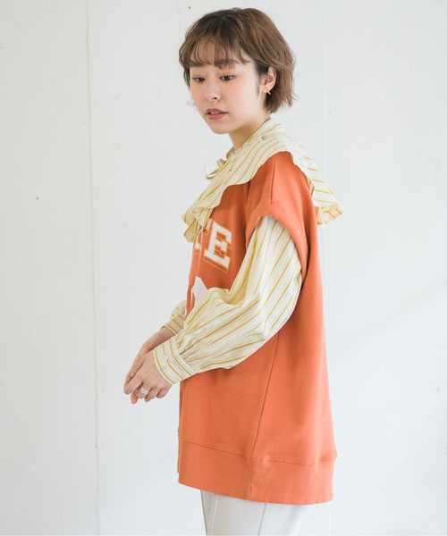 RETRO GIRL(レトロガール)の「ロゴ裏毛BIGノースリ(Tシャツ/カットソー・レディース・ライトグレー/オレンジ/ダークブルー・FREE)」の22枚目の写真