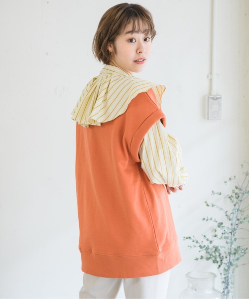 RETRO GIRL(レトロガール)の「ロゴ裏毛BIGノースリ(Tシャツ/カットソー・レディース・ライトグレー/オレンジ/ダークブルー・FREE)」の21枚目の写真