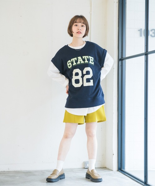 RETRO GIRL(レトロガール)の「ロゴ裏毛BIGノースリ(Tシャツ/カットソー・レディース・ライトグレー/オレンジ/ダークブルー・FREE)」の20枚目の写真