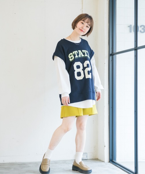 RETRO GIRL(レトロガール)の「ロゴ裏毛BIGノースリ(Tシャツ/カットソー・レディース・ライトグレー/オレンジ/ダークブルー・FREE)」の19枚目の写真