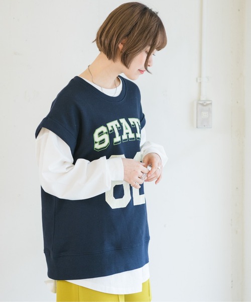 RETRO GIRL(レトロガール)の「ロゴ裏毛BIGノースリ(Tシャツ/カットソー・レディース・ライトグレー/オレンジ/ダークブルー・FREE)」の15枚目の写真