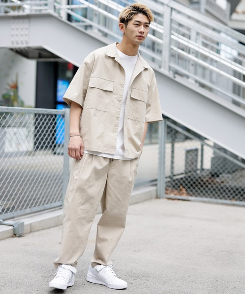 ADMIX/ATELIER SAB MEN（アドミックスアトリエサブメン）の「ミックス麻ストレッチ / CPOシャツ ワイドテーパード イージーパンツ セットアップ（上下セット）（セットアップ・メンズ・チャコールグレー/ブラック/キナリ/グレー/ベージュ・48/50/52）」の6枚目の写真