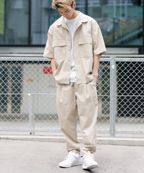 ADMIX/ATELIER SAB MEN（アドミックスアトリエサブメン）の「ミックス麻ストレッチ / CPOシャツ ワイドテーパード イージーパンツ セットアップ（上下セット）（セットアップ・メンズ・チャコールグレー/ブラック/キナリ/グレー/ベージュ・48/50/52）」の13枚目の写真