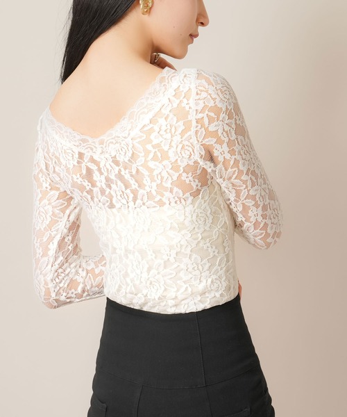 夢展望（ユメテンボウ）の「前後2WAY総レーストップス（Tシャツ/カットソー・レディース・ブラック/ホワイト・LARGE/X-LARGE/XX-LARGE/MEDIUM）」の4枚目の写真