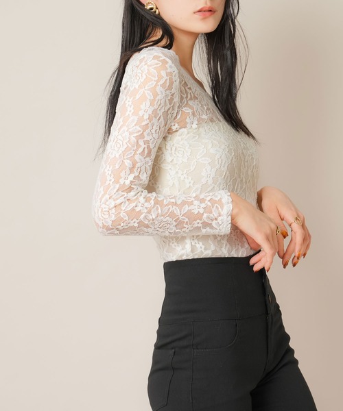 夢展望（ユメテンボウ）の「前後2WAY総レーストップス（Tシャツ/カットソー・レディース・ブラック/ホワイト・LARGE/X-LARGE/XX-LARGE/MEDIUM）」の5枚目の写真