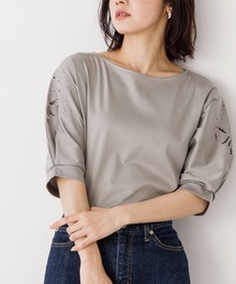 couture brooch | UVケア/接触冷感/洗える　フラワー刺繍ドルマンスリーブプルオーバー(Tシャツ/カットソー)