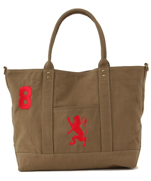 GIORDANO（ジョルダーノ）の「[GIORDANO]ライオン刺繍キャンバストートバッグM (2015年モデル)（トートバッグ・メンズ・ブラック/カーキ/ネイビー/オレンジ/ブラック×ゴールド・FREE）」の3枚目の写真