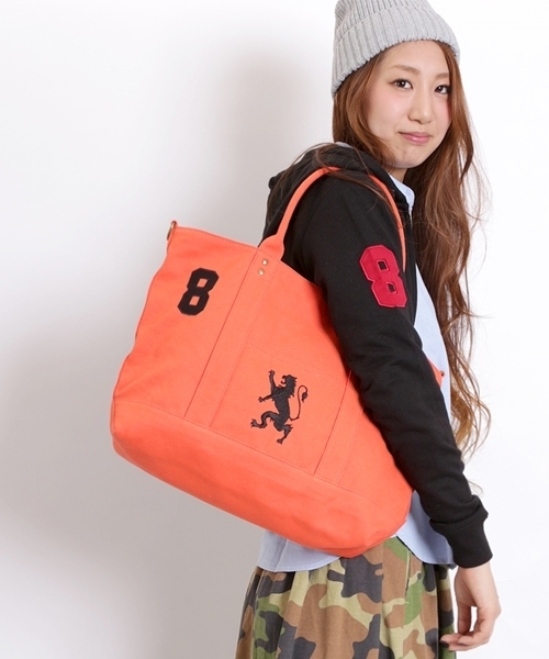 GIORDANO（ジョルダーノ）の「[GIORDANO]ライオン刺繍キャンバストートバッグM (2015年モデル)（トートバッグ・メンズ・ブラック/カーキ/ネイビー/オレンジ/ブラック×ゴールド・FREE）」の22枚目の写真