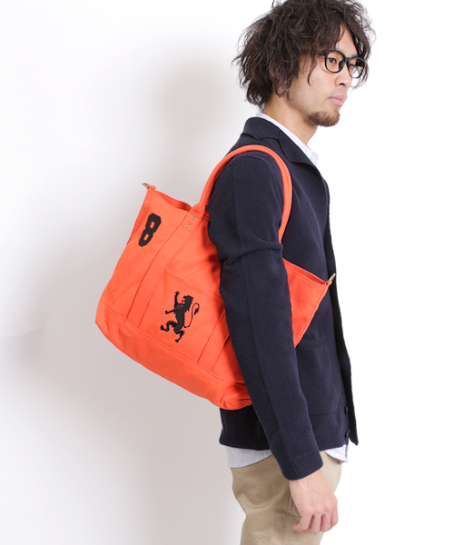 GIORDANO（ジョルダーノ）の「[GIORDANO]ライオン刺繍キャンバストートバッグM (2015年モデル)（トートバッグ・メンズ・ブラック/カーキ/ネイビー/オレンジ/ブラック×ゴールド・FREE）」の8枚目の写真