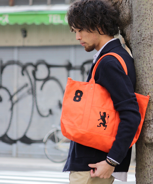 GIORDANO（ジョルダーノ）の「[GIORDANO]ライオン刺繍キャンバストートバッグM (2015年モデル)（トートバッグ・メンズ・ブラック/カーキ/ネイビー/オレンジ/ブラック×ゴールド・FREE）」の9枚目の写真