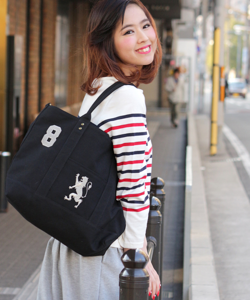 GIORDANO（ジョルダーノ）の「[GIORDANO]ライオン刺繍キャンバストートバッグM (2015年モデル)（トートバッグ・メンズ・ブラック/カーキ/ネイビー/オレンジ/ブラック×ゴールド・FREE）」の10枚目の写真