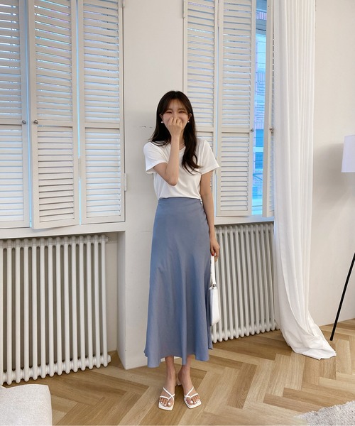 by muni:r（バイ ムニール）の「5COLORベーシックTシャツ（Tシャツ/カットソー・レディース・アイボリー/ブラック/ミント/パープル/イエロー・FREE）」の9枚目の写真