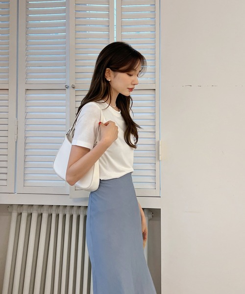 by muni:r（バイ ムニール）の「5COLORベーシックTシャツ（Tシャツ/カットソー・レディース・アイボリー/ブラック/ミント/パープル/イエロー・FREE）」の11枚目の写真