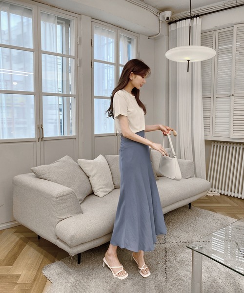 by muni:r（バイ ムニール）の「5COLORベーシックTシャツ（Tシャツ/カットソー・レディース・アイボリー/ブラック/ミント/パープル/イエロー・FREE）」の12枚目の写真