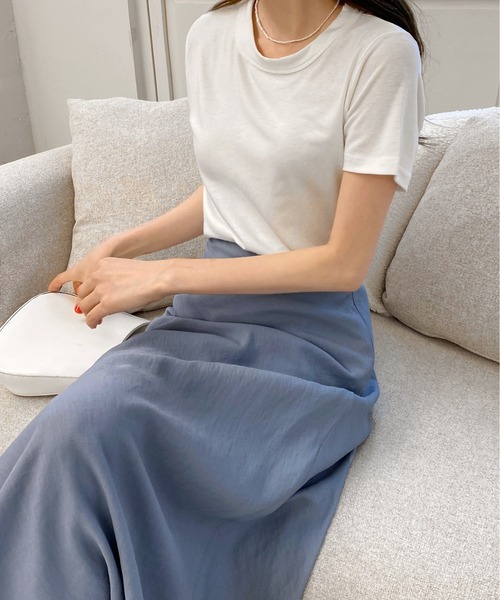 by muni:r（バイ ムニール）の「5COLORベーシックTシャツ（Tシャツ/カットソー・レディース・アイボリー/ブラック/ミント/パープル/イエロー・FREE）」の13枚目の写真