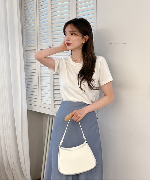 by muni:r（バイ ムニール）の「5COLORベーシックTシャツ（Tシャツ/カットソー・レディース・アイボリー/ブラック/ミント/パープル/イエロー・FREE）」の15枚目の写真