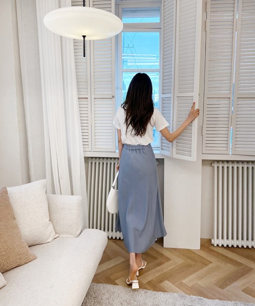 by muni:r（バイ ムニール）の「5COLORベーシックTシャツ（Tシャツ/カットソー・レディース・アイボリー/ブラック/ミント/パープル/イエロー・FREE）」の16枚目の写真