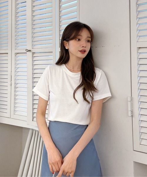 by muni:r（バイ ムニール）の「5COLORベーシックTシャツ（Tシャツ/カットソー・レディース・アイボリー/ブラック/ミント/パープル/イエロー・FREE）」の20枚目の写真