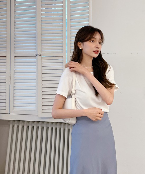 by muni:r（バイ ムニール）の「5COLORベーシックTシャツ（Tシャツ/カットソー・レディース・アイボリー/ブラック/ミント/パープル/イエロー・FREE）」の21枚目の写真