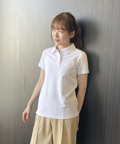 COMME CA ISM(コムサイズム)の「鹿の子 ポロシャツ(ポロシャツ・レディース・ホワイト/ブラック/ブルー/グリーン・MEDIUM/LARGE)」の18枚目の写真
