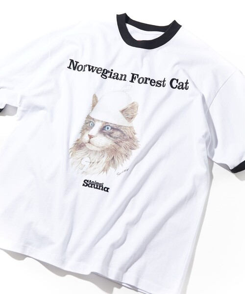 FREAK'S STORE（フリークスストア）の「SAUVENIR/サウベニア ノルウェーフォレスト/アニマル/サウナ/リンガーTEE（Tシャツ/カットソー・メンズ・ホワイト/アッシュグレー/ブラック/ホワイト系その他・SMALL/MEDIUM/LARGE）」の6枚目の写真