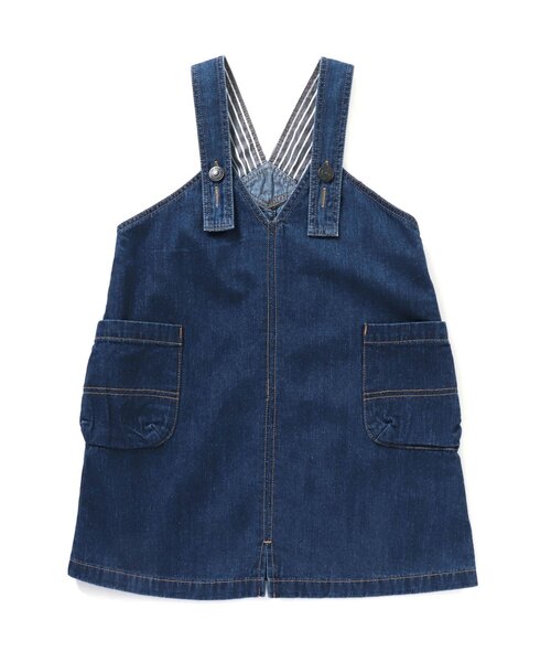 BREEZE（ブリーズ）の「Vネックジャンパースカート（ジャンパースカート・キッズ・キナリ/ブルー・90/100/120/140/110/130/80）」の2枚目の写真