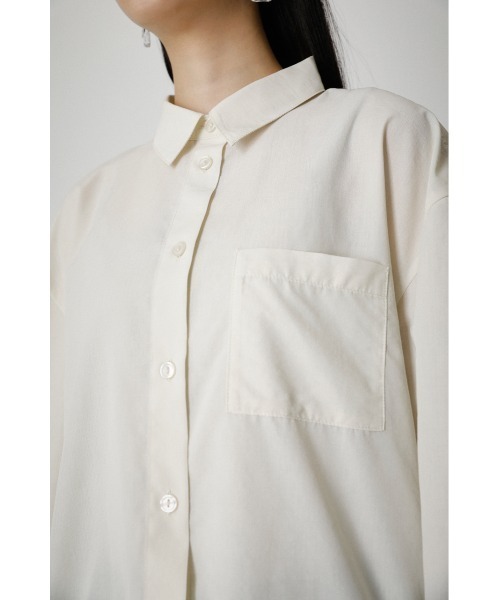 AZUL by moussy（アズールバイマウジー）の「LINEN LIKE COLOR SHIRT/リネンライクカラーシャツ（シャツ/ブラウス・レディース・オレンジ系その他/ライトブルー/オフホワイト・SMALL/MEDIUM）」の4枚目の写真