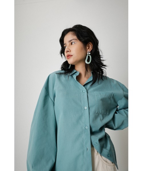 AZUL by moussy（アズールバイマウジー）の「LINEN LIKE COLOR SHIRT/リネンライクカラーシャツ（シャツ/ブラウス・レディース・オレンジ系その他/ライトブルー/オフホワイト・SMALL/MEDIUM）」の7枚目の写真