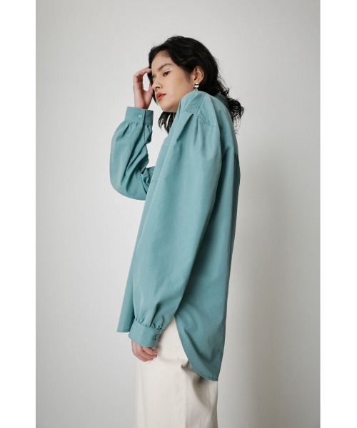 AZUL by moussy（アズールバイマウジー）の「LINEN LIKE COLOR SHIRT/リネンライクカラーシャツ（シャツ/ブラウス・レディース・オレンジ系その他/ライトブルー/オフホワイト・SMALL/MEDIUM）」の9枚目の写真