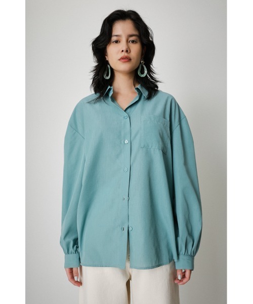 AZUL by moussy（アズールバイマウジー）の「LINEN LIKE COLOR SHIRT/リネンライクカラーシャツ（シャツ/ブラウス・レディース・オレンジ系その他/ライトブルー/オフホワイト・SMALL/MEDIUM）」の10枚目の写真