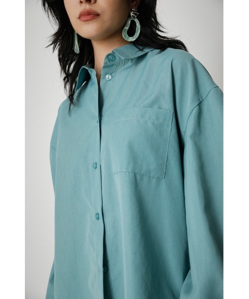 AZUL by moussy（アズールバイマウジー）の「LINEN LIKE COLOR SHIRT/リネンライクカラーシャツ（シャツ/ブラウス・レディース・オレンジ系その他/ライトブルー/オフホワイト・SMALL/MEDIUM）」の13枚目の写真