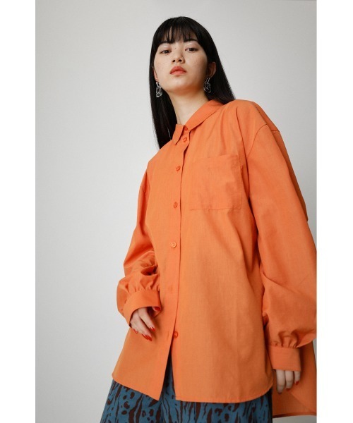 AZUL by moussy（アズールバイマウジー）の「LINEN LIKE COLOR SHIRT/リネンライクカラーシャツ（シャツ/ブラウス・レディース・オレンジ系その他/ライトブルー/オフホワイト・SMALL/MEDIUM）」の17枚目の写真