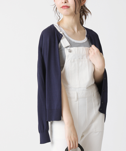 B.C STOCK（ベーセーストック）の「ハイツイスト コットンコンパクトカーディガン（カーディガン/ボレロ・レディース・ホワイト/パープル/ネイビー/イエロー・FREE）」の3枚目の写真