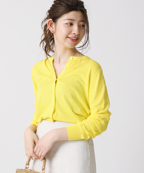 B.C STOCK（ベーセーストック）の「ハイツイスト コットンコンパクトカーディガン（カーディガン/ボレロ・レディース・ホワイト/パープル/ネイビー/イエロー・FREE）」の4枚目の写真