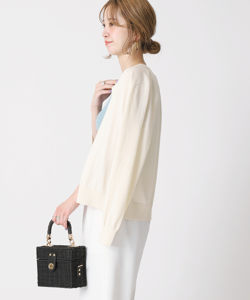 B.C STOCK（ベーセーストック）の「ハイツイスト コットンコンパクトカーディガン（カーディガン/ボレロ・レディース・ホワイト/パープル/ネイビー/イエロー・FREE）」の6枚目の写真