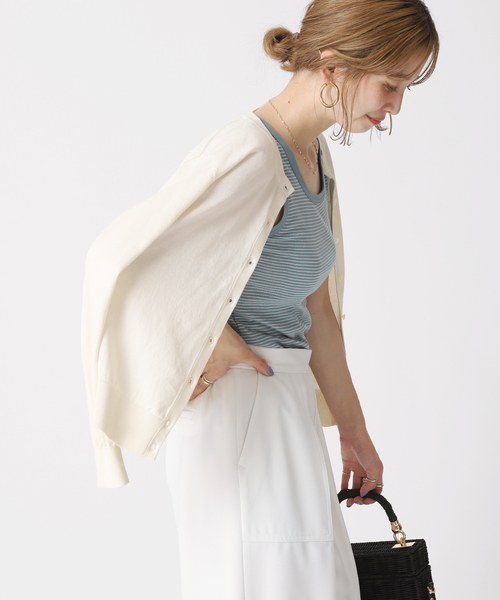 B.C STOCK（ベーセーストック）の「ハイツイスト コットンコンパクトカーディガン（カーディガン/ボレロ・レディース・ホワイト/パープル/ネイビー/イエロー・FREE）」の8枚目の写真