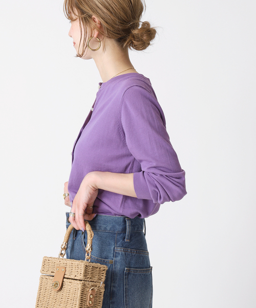 B.C STOCK（ベーセーストック）の「ハイツイスト コットンコンパクトカーディガン（カーディガン/ボレロ・レディース・ホワイト/パープル/ネイビー/イエロー・FREE）」の14枚目の写真