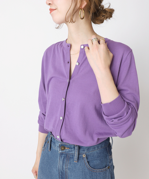 B.C STOCK（ベーセーストック）の「ハイツイスト コットンコンパクトカーディガン（カーディガン/ボレロ・レディース・ホワイト/パープル/ネイビー/イエロー・FREE）」の17枚目の写真