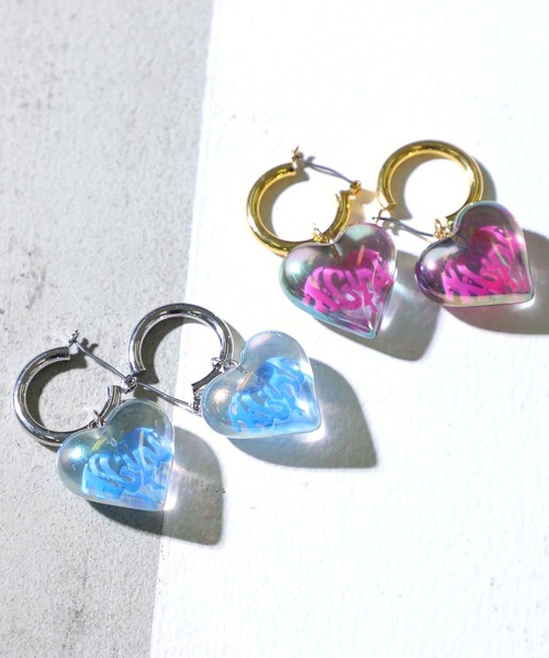 X-girl(エックスガール)の「CLEAR HEART EARRINGS(ピアス(両耳用)・レディース・シルバー/ゴールド・ONE SIZE)」の9枚目の写真