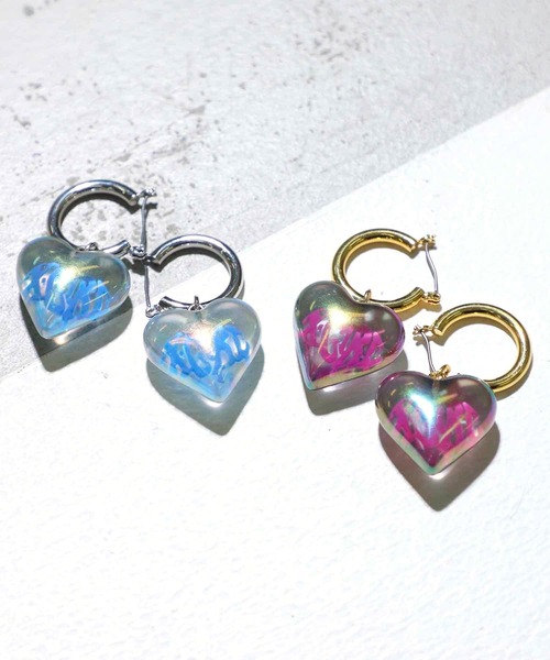 X-girl(エックスガール)の「CLEAR HEART EARRINGS(ピアス(両耳用)・レディース・シルバー/ゴールド・ONE SIZE)」の10枚目の写真