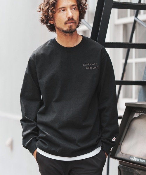 1minute 1second(ワンミニットワンセカンド)の「mlt3904-9oz USA cotton long sleeves cut&sewn with emb.& heart カットソー(Tシャツ/カットソー・メンズ・ブラック系その他/ホワイト系その他/ホワイト×ピンク・XL/S/M/L)」の2枚目の写真