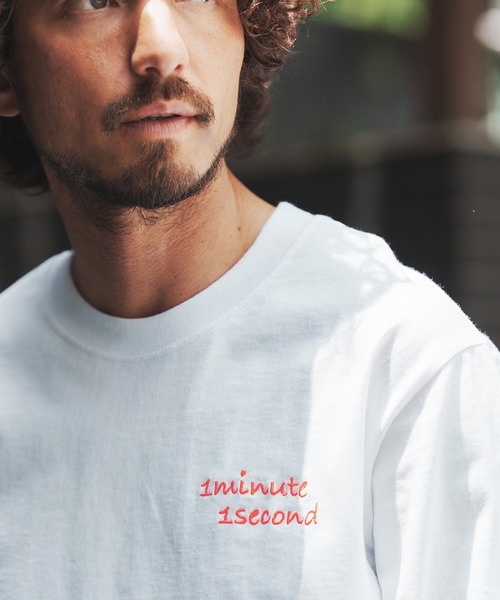 1minute 1second(ワンミニットワンセカンド)の「mlt3904-9oz USA cotton long sleeves cut&sewn with emb.& heart カットソー(Tシャツ/カットソー・メンズ・ブラック系その他/ホワイト系その他/ホワイト×ピンク・XL/S/M/L)」の19枚目の写真
