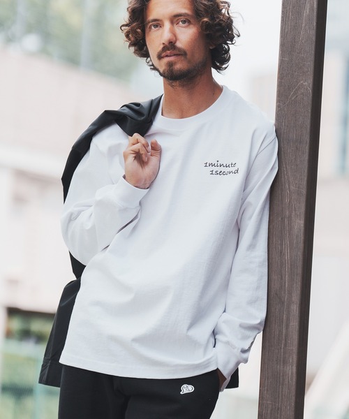 1minute 1second(ワンミニットワンセカンド)の「mlt3904-9oz USA cotton long sleeves cut&sewn with emb.& heart カットソー(Tシャツ/カットソー・メンズ・ブラック系その他/ホワイト系その他/ホワイト×ピンク・XL/S/M/L)」の16枚目の写真