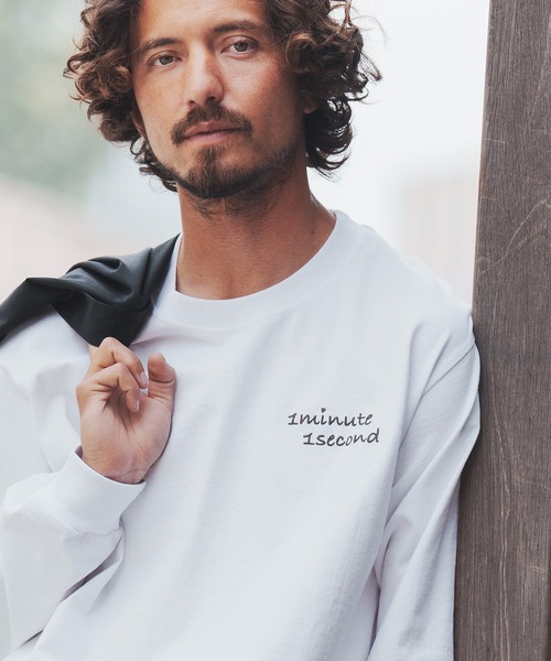 1minute 1second(ワンミニットワンセカンド)の「mlt3904-9oz USA cotton long sleeves cut&sewn with emb.& heart カットソー(Tシャツ/カットソー・メンズ・ブラック系その他/ホワイト系その他/ホワイト×ピンク・XL/S/M/L)」の13枚目の写真