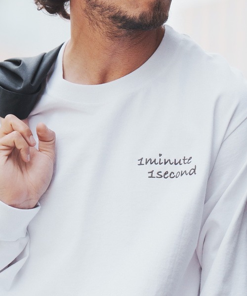 1minute 1second(ワンミニットワンセカンド)の「mlt3904-9oz USA cotton long sleeves cut&sewn with emb.& heart カットソー(Tシャツ/カットソー・メンズ・ブラック系その他/ホワイト系その他/ホワイト×ピンク・XL/S/M/L)」の7枚目の写真