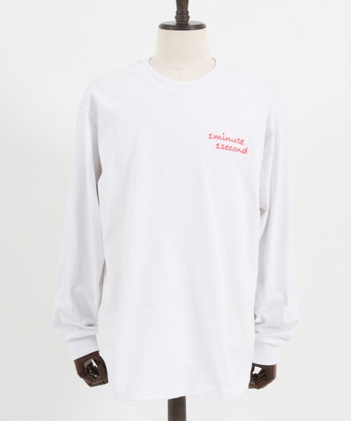 1minute 1second(ワンミニットワンセカンド)の「mlt3904-9oz USA cotton long sleeves cut&sewn with emb.& heart カットソー(Tシャツ/カットソー・メンズ・ブラック系その他/ホワイト系その他/ホワイト×ピンク・XL/S/M/L)」の8枚目の写真