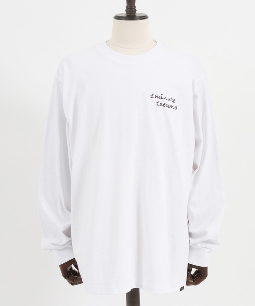 1minute 1second(ワンミニットワンセカンド)の「mlt3904-9oz USA cotton long sleeves cut&sewn with emb.& heart カットソー(Tシャツ/カットソー・メンズ・ブラック系その他/ホワイト系その他/ホワイト×ピンク・XL/S/M/L)」の6枚目の写真